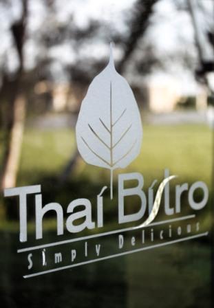 glass etching of Thai Bistro logo